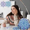 (US Local)8Pcs Wooden Snowflake Diamond Painting Coasters for Art Craft for Home Office