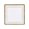 10 Pack | 7" Gold Trim White Plastic Square Dessert Plates, Disposable Appetizer Salad Plates