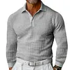 T-shirt da uomo a maniche lunghe con risvolto Waffle