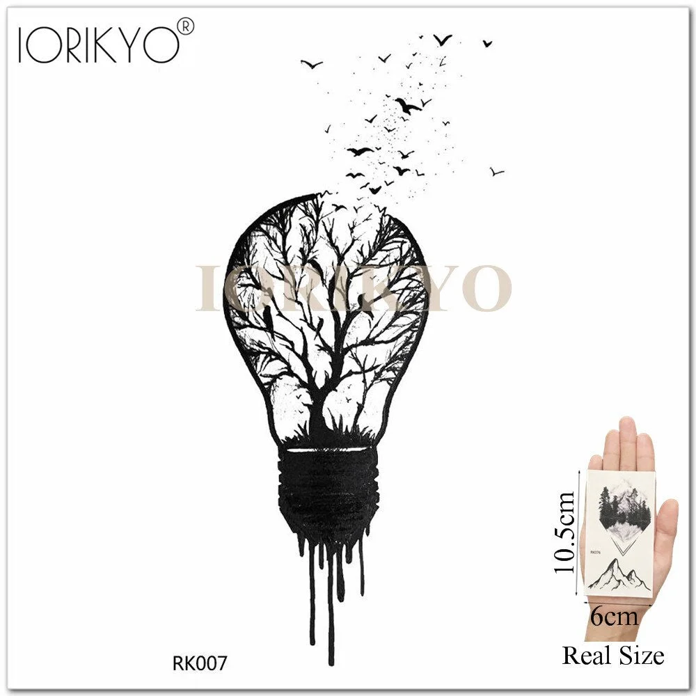 IORIKYO Flash Sexy Tempoary Women Tattoo Arm Fox Sticker Men Black Wolf Chest Forest Hill Bear Fake Tatoo Makeup Tattoo Body Art