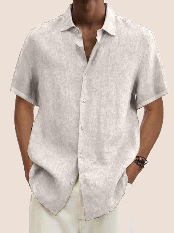 Men's Casual Plain Basic Short Sleeve Shirts PLUSCLOTHESMAN