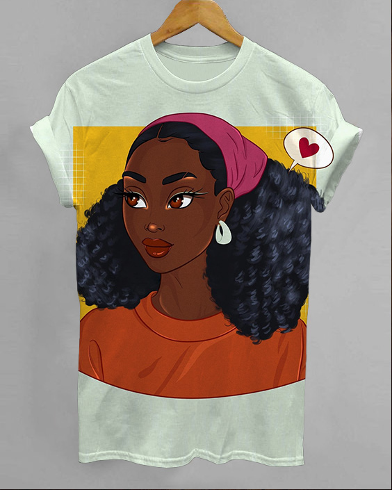 Fashion Black Girls Printed T-shirt