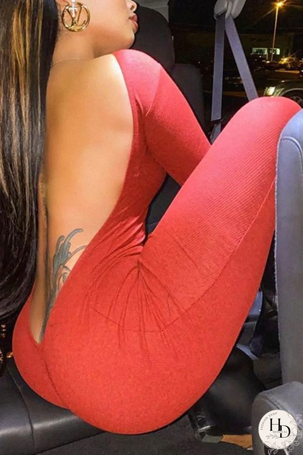 Red Fashion Sexy Solid Backless O Neck Skinny Jumpsuits