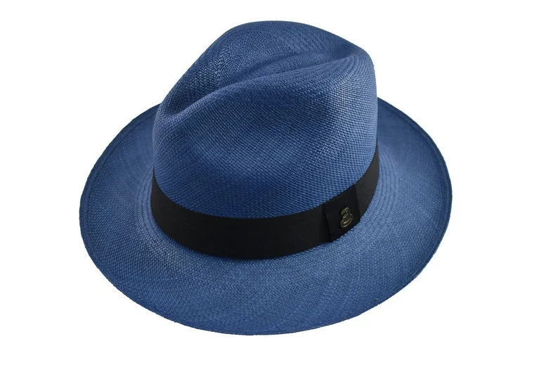 Electric Blue Classic Fedora | Genuine Panama Hat | Toquilla Straw | Handwoven in Ecuador - EA - HatBox Included