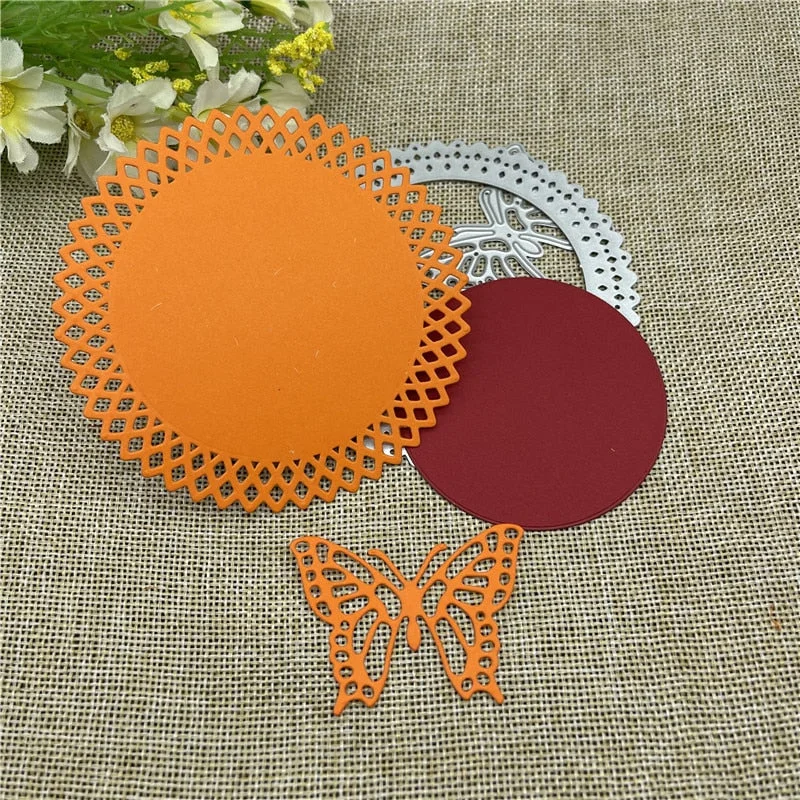 Round Butterfly background Metal Cutting Dies Stencils For DIY Scrapbooking Decorative Embossing Handcraft Die Cutting Template