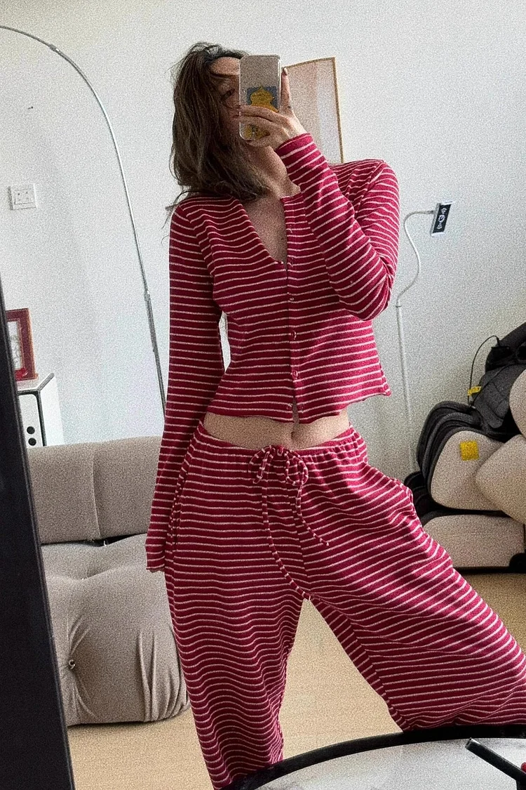 Romantic Striped Minimalist Two Piece Set