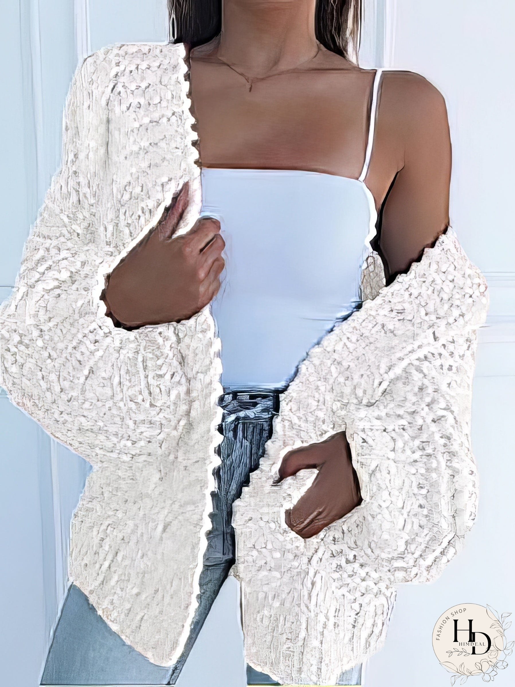 Textured Knit Long Sleeve Cardigan