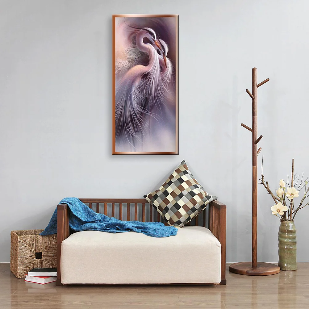 Diamond Painting - Full Round Drill - Pink Heron Crown(40*80cm)