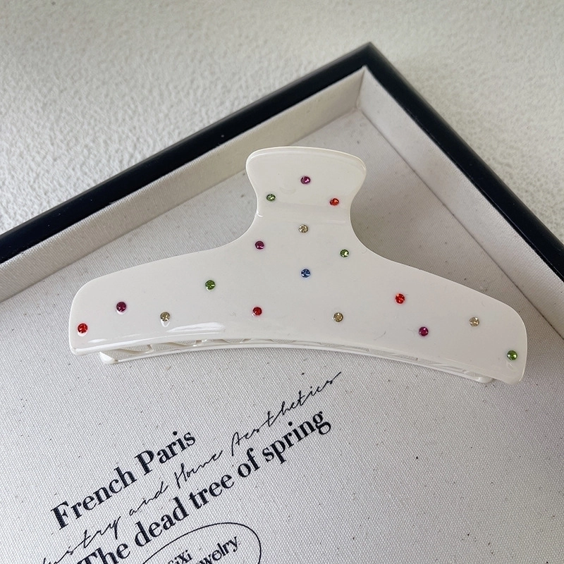 Minimalist Classic Style Solid Color Acetic Acid Sheets Inlay Rhinestones Hair Claws 1 Piece