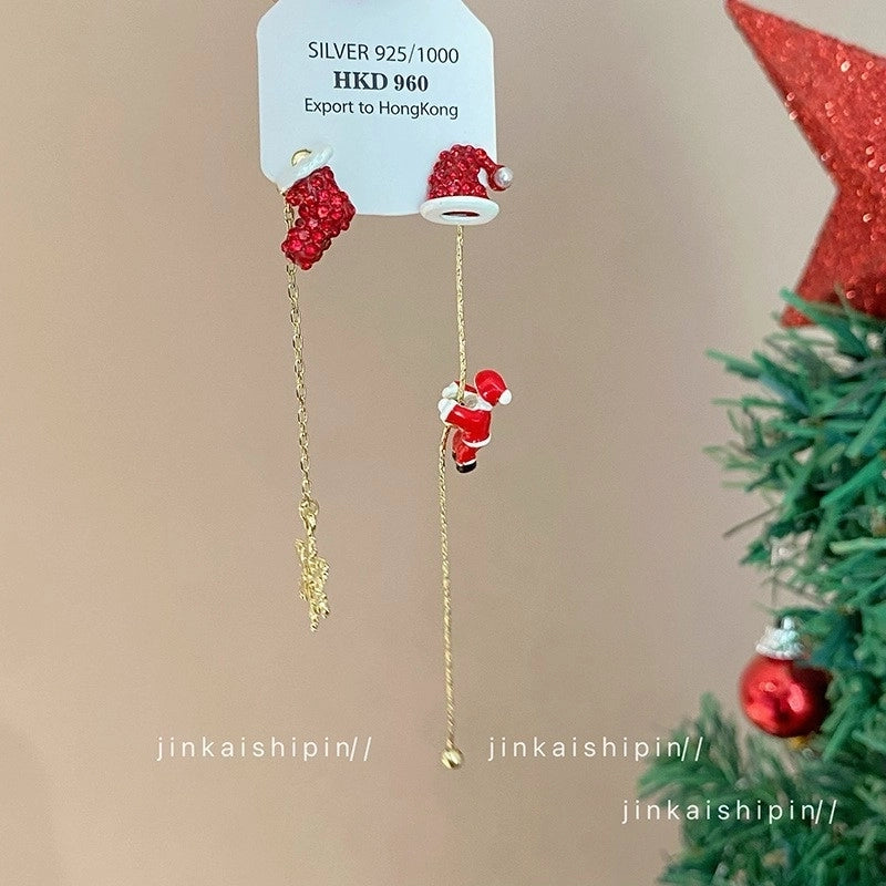 1 Pair Christmas Cute Christmas Tree Santa Claus Snowflake Copper Drop Earrings