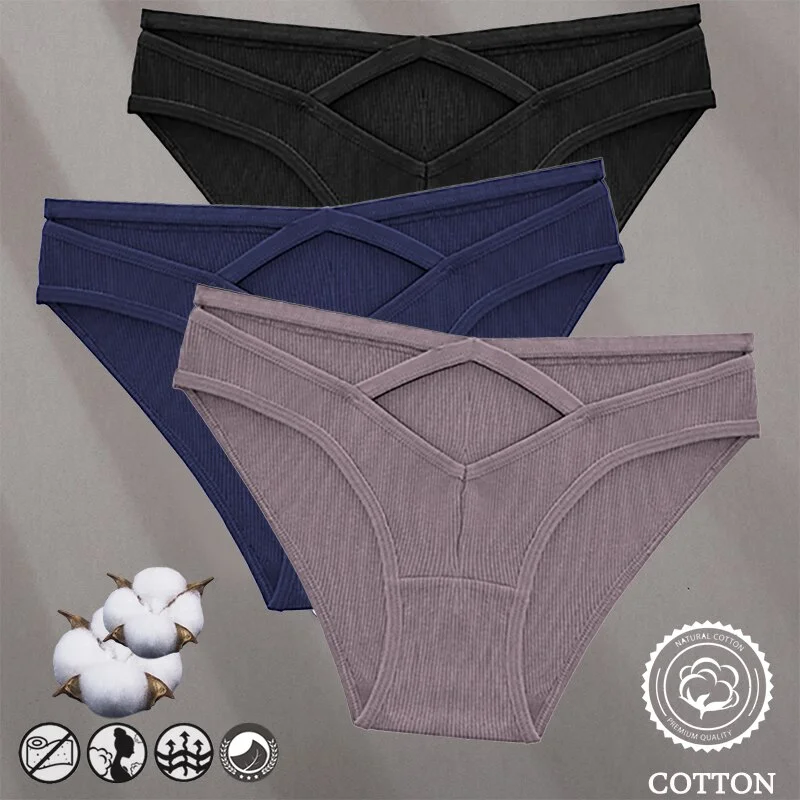 Billionm Women Sexy Cotton Underwear V-Waist Hollow Out Panties Briefs Solid Color Intimates Lingerie Female Comfortable Panty