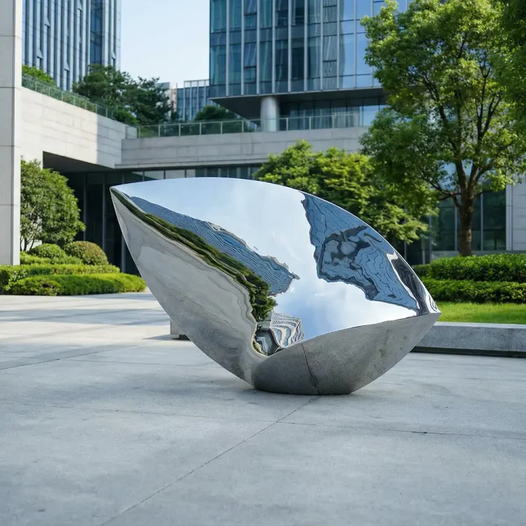 Abstract Curved Mirror Stainless Steel Sculpture