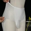 Men's large size sexy see-through lace briefs