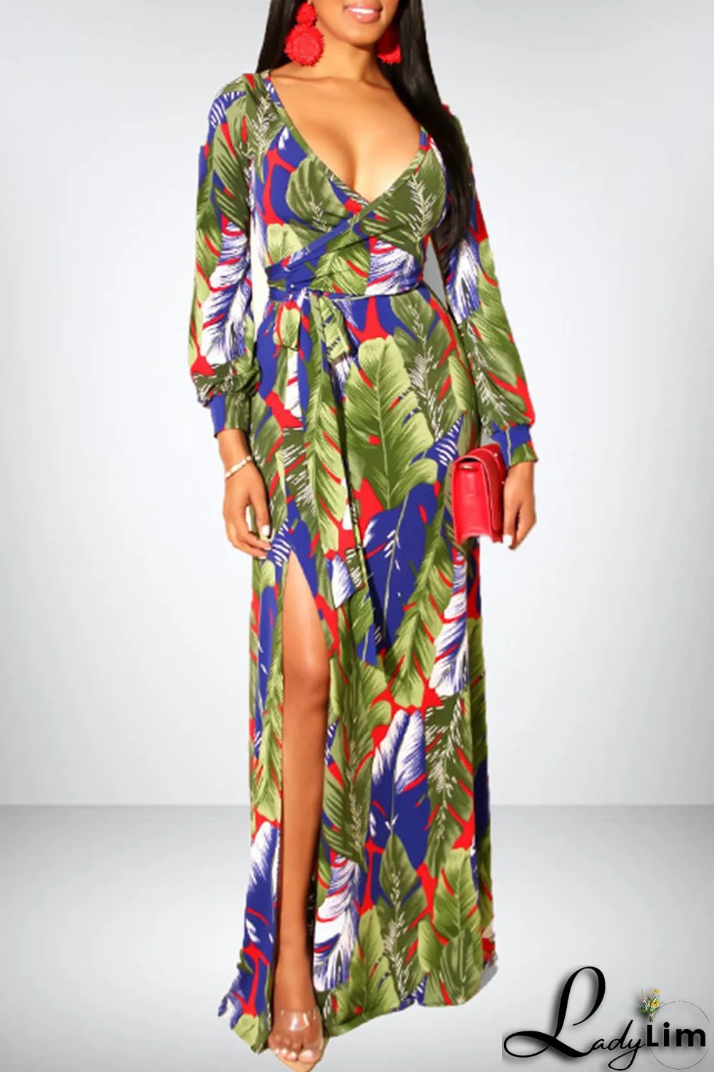 Pink Sweet Elegant Print Patchwork V Neck Straight Dresses