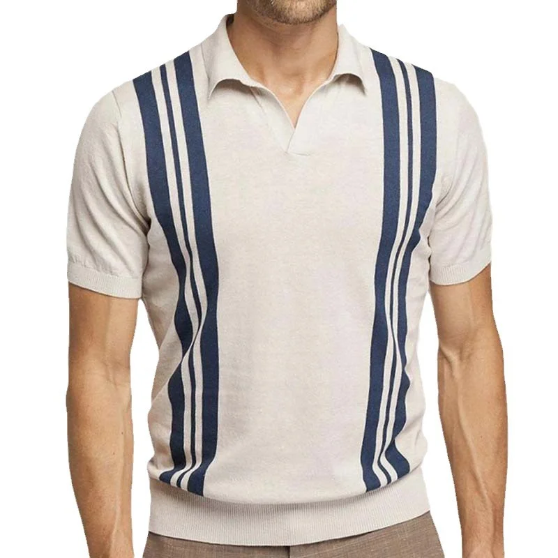 Uveng Uveng Men's Wear Summer Striped Short-Sleeved Knit Shirts