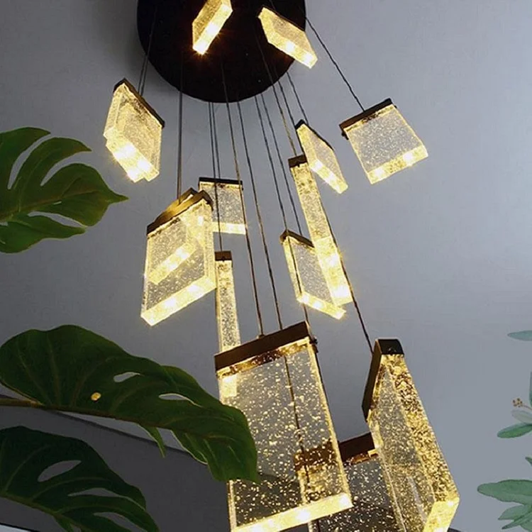 Crystal Block Chandelier Luxury Lighting Staircase Chandelier Vjlight