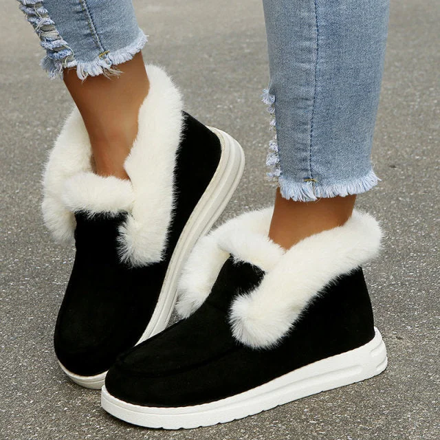 My Fashion Frenzie Vintage Style Plush Faux Fur & Suede Leather Slipper Shoes shopify Stunahome.com