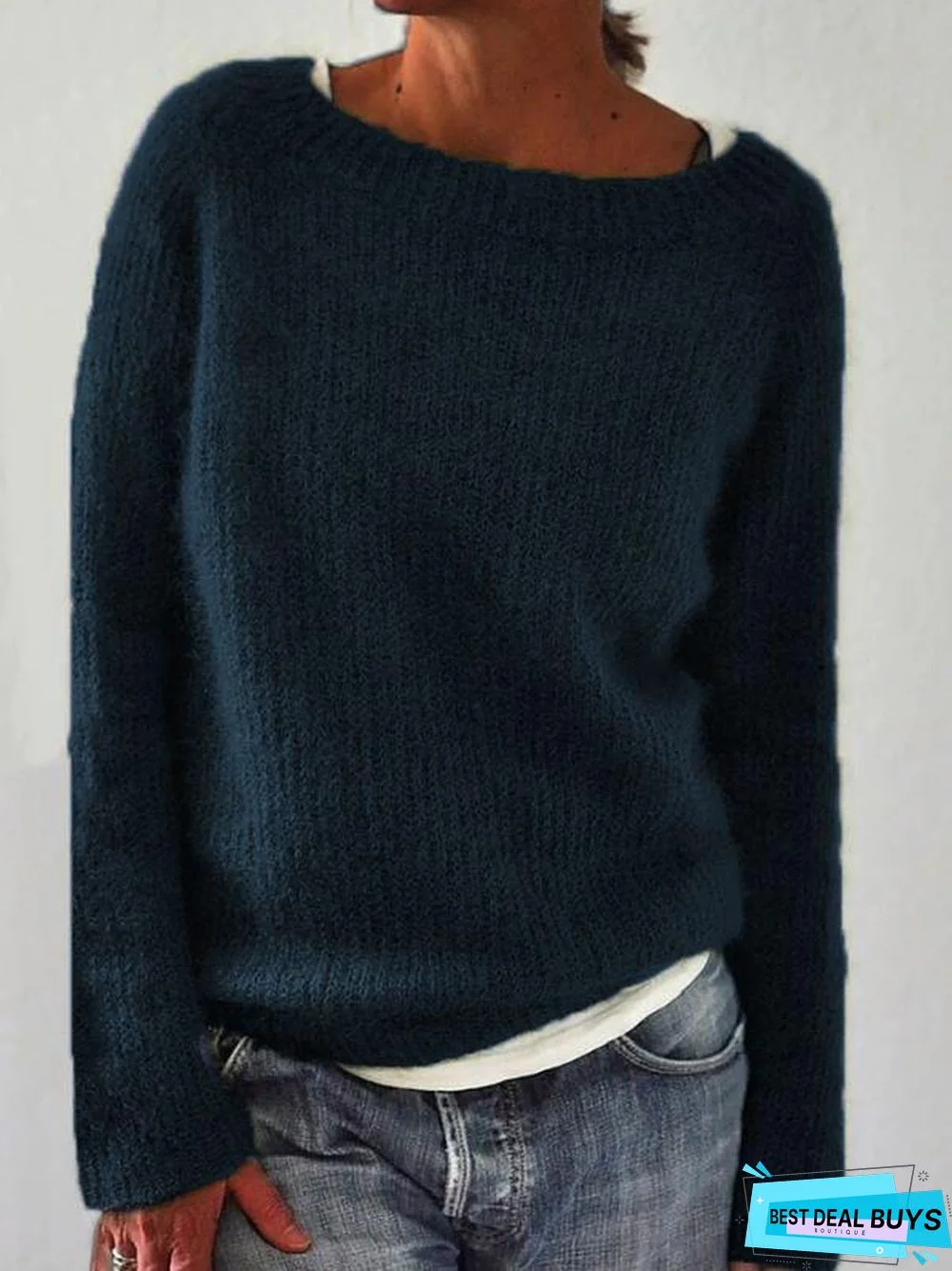 Solid Knitted Plus Size Pullovers Jumpers Sweaters