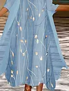 Casual Floral Autumn Chiffon Daily Coat With Skirt H-Line Regular Regular Size Two Piece Set for Women