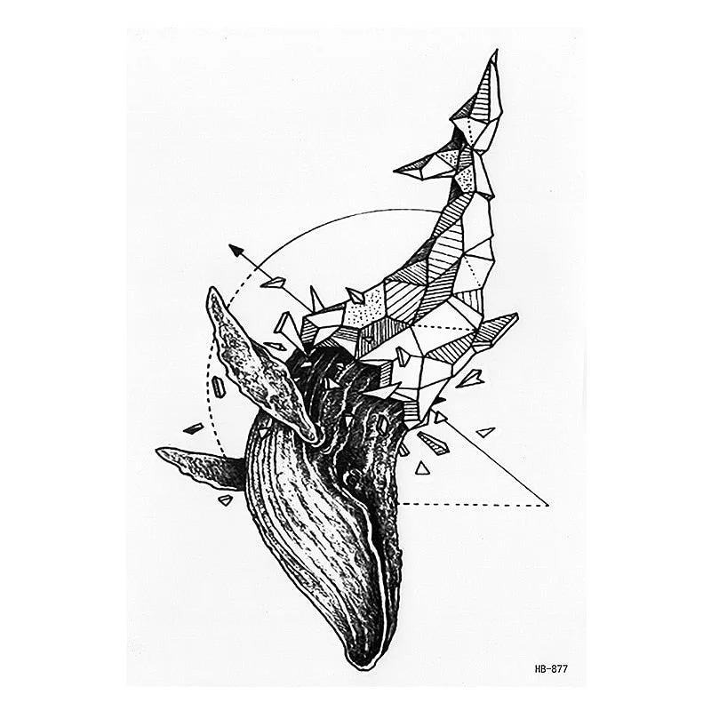 NEW Fashion Sexy Flash Waterproof Temporary Tattoo Whale With Arrow Henna Fake Tatoo