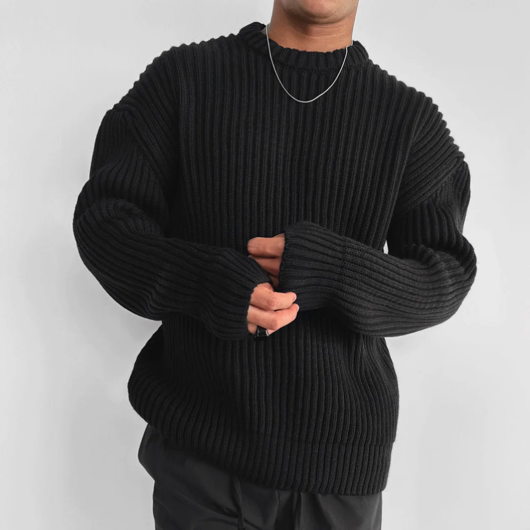 Oversize Heavy Knit Sweater、、URBENIE