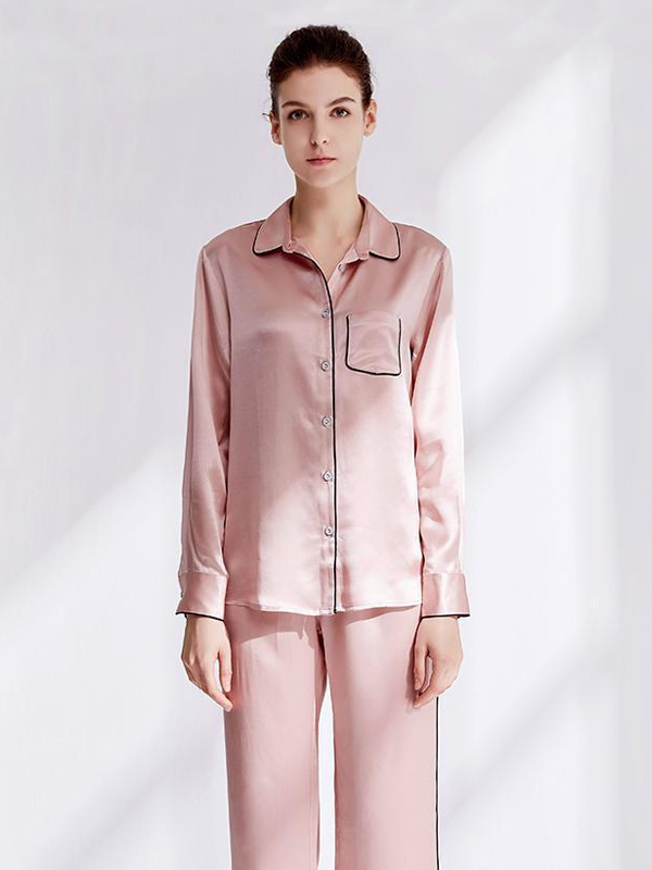 Clearance-22 Momme Women's Classic Heavy Silk Pajamas Set- Two Color Selected REAL SILK LIFE