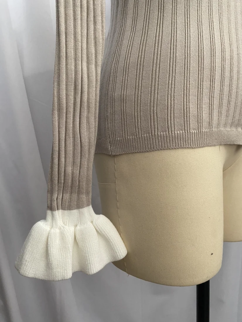 Uveng Uveng Temperament French Elegant Lotus Side Knitted Cardigan Woman 2024 New Top Hit Color Single Buckle Knitted Jersey