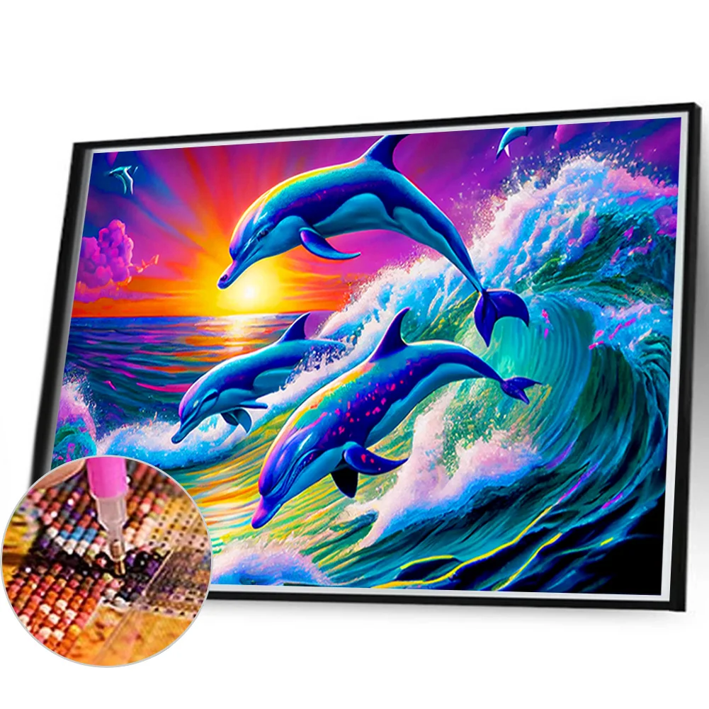 Diamond Painting - Full Round Drill - Dolphin(Canvas|40*30cm)