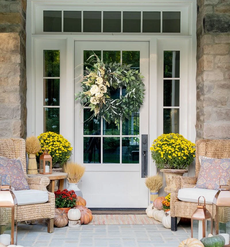 Phalaenopsis and Ficus Leaves Wreath Elegant Summer Front Door Garland