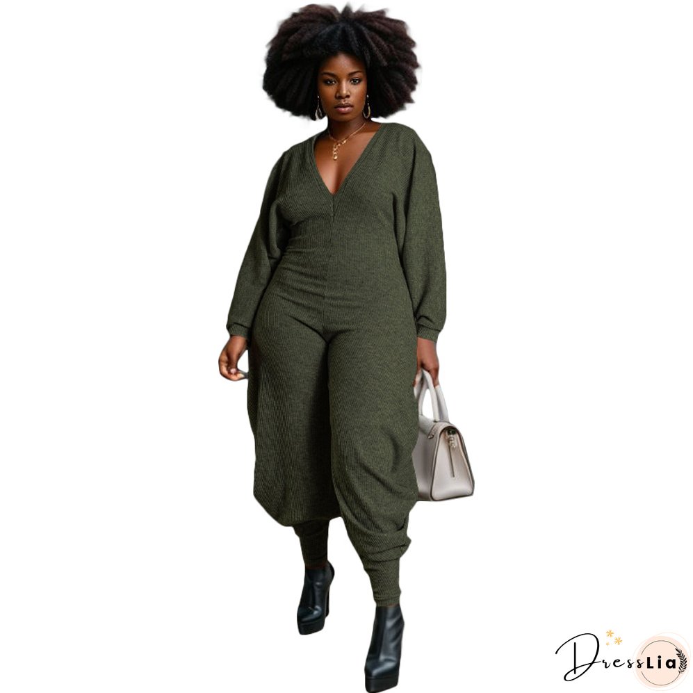 Women Ribbed Solid Patchwork Jumpsuit