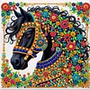 Schwarz-Gold-strukturiertes Mandala-Pferd speziell geformte 5D-DIY-Teilbohrer-Diamanten-Punkte, Edelstein-Kunst-Kits mit Rahmen, Diamanten-Gem&auml;lde, Ed