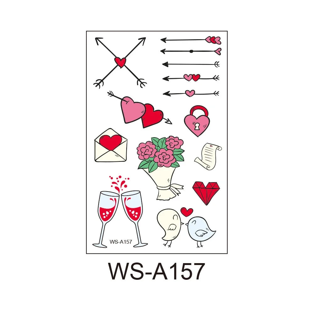 10 Kinds Sweet Love Tattoos Disposable Wedding Anniversary Party Temporary Body Arm Stickers Waterproof Makeup Concealer Sticker