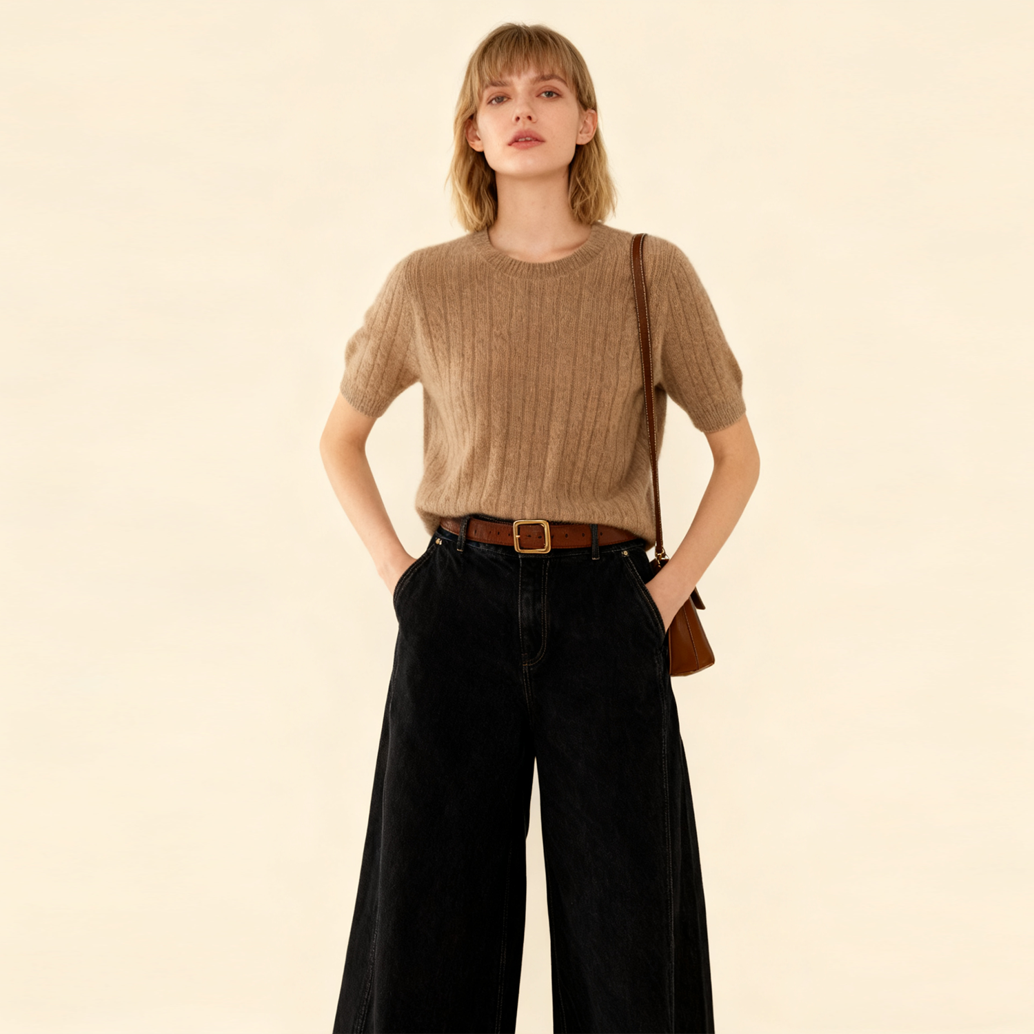 Short Sleeves Gentle Women's Cashmere Sweater REAL SILK LIFE
