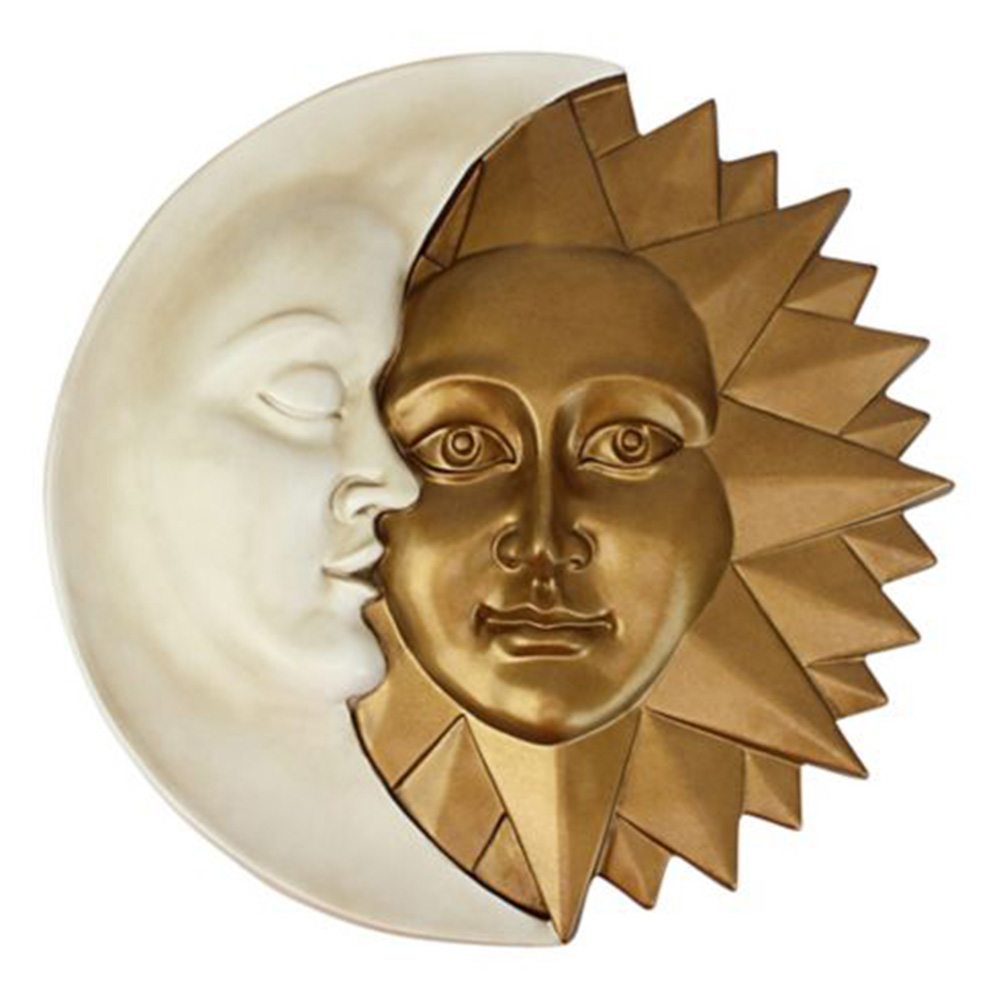 

Resin Moon Sun Sculpture Art Statues Wall-mounted Living Room Decoration, 501 Original