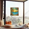 1PC-Diamonds Painting Stained Glass Seaside Wall Sticker Home Decor