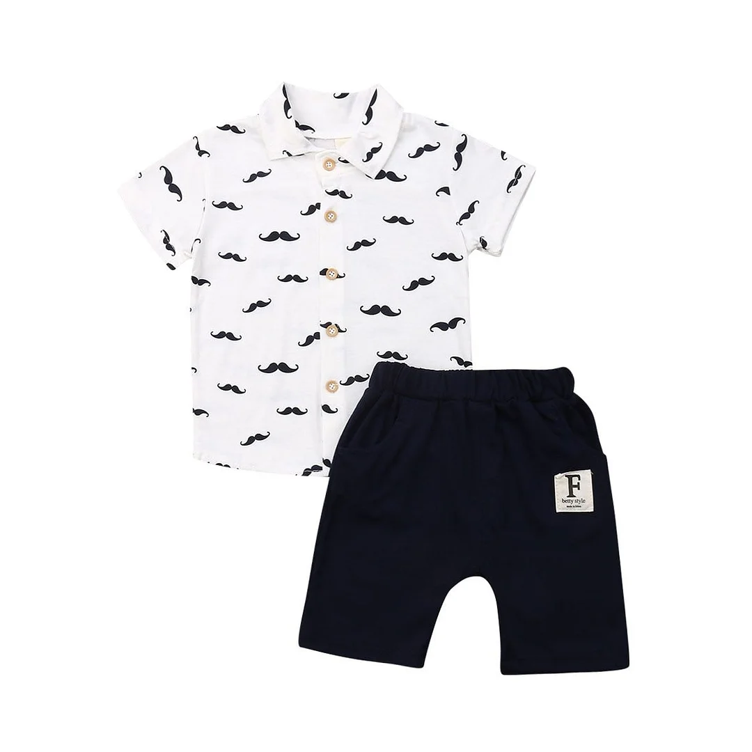 2019 Baby Summer Clothing 2PCS Sets Infant Kids Baby Boy Gentleman Clothes Short Sleeve Outfits T-Shirt Tops+Pants Shorts 6M-5T