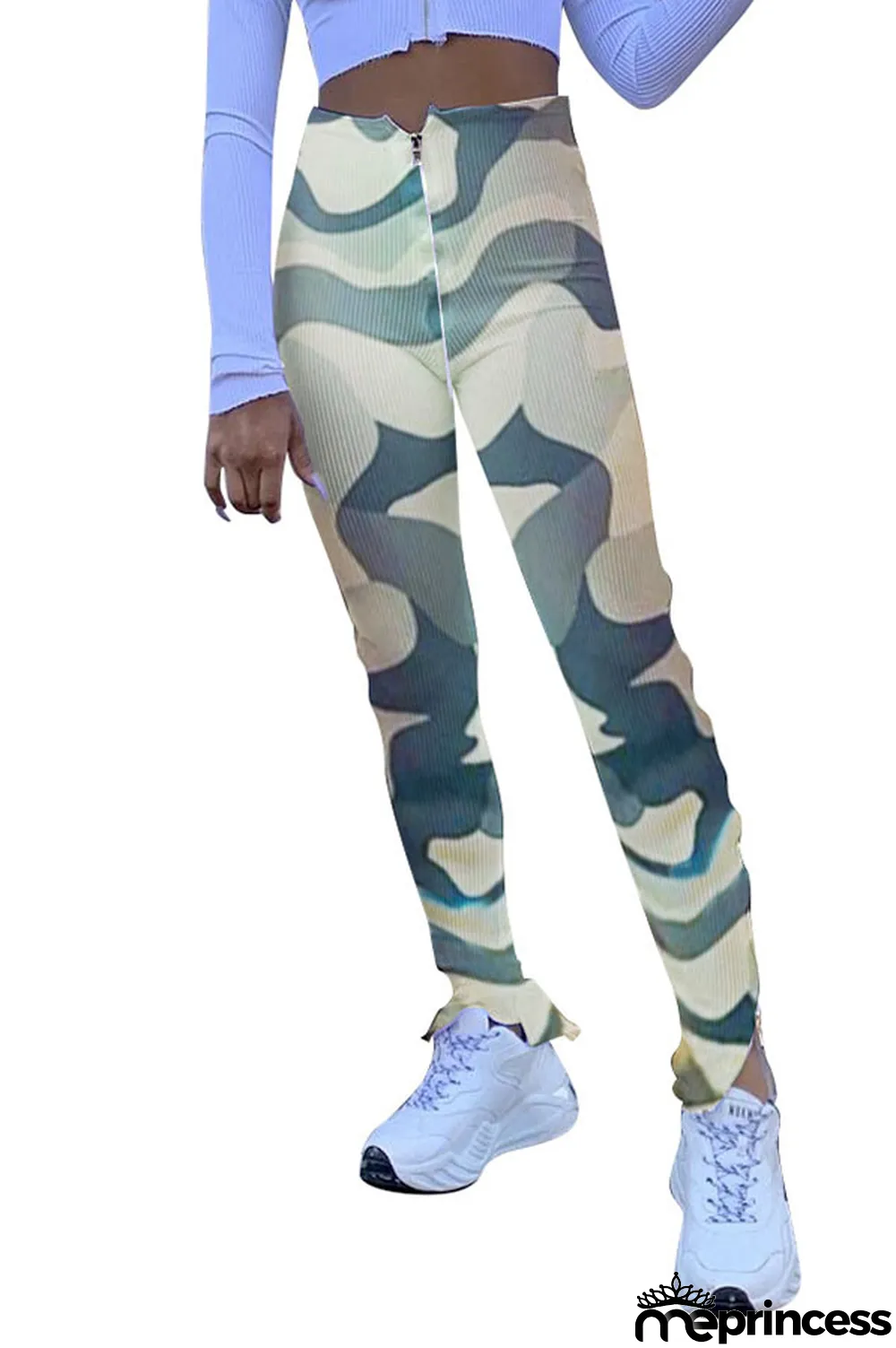 Red Polyester Zipper Fly High Print pencil Pants Bottoms