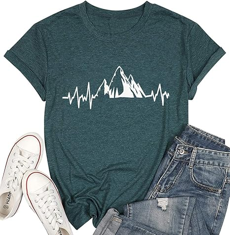 AL™ Mountains Hiking Print T-Shirt Tees Short Sleeve Crew Neck Tee-Annaletters