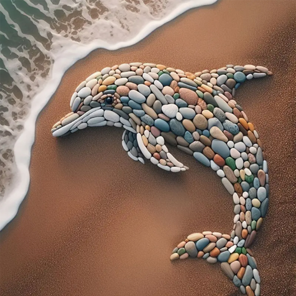 Stone Art Dolphin 30*30cm(canvas) full round drill diamond painting