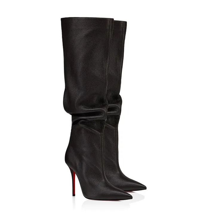 2026 10cm/3.94" Women Pleated  High Heel  Boots Red Bottom Knee  Boots VOCOSI VOCOSI