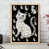 Wei&szlig;e Katze DIY, Perlengem&auml;lde, Kunstsets, Perlengem&auml;lde, Bildkunst, Basteln 30x40 cm f&uuml;r Erwachsene, Anf&auml;nger, Wanddekoration ohne Rahmen