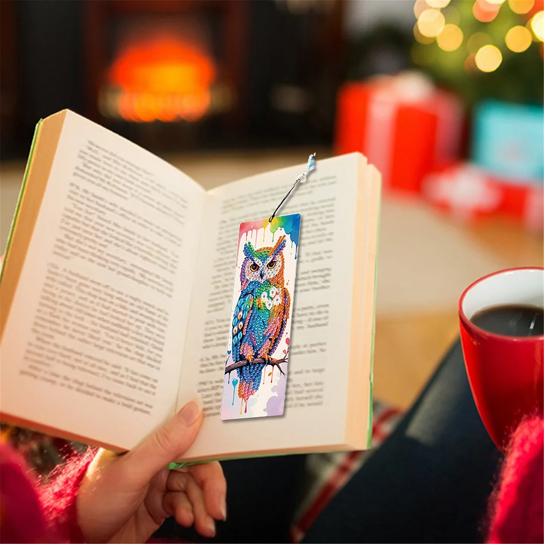 12Pcs Owl DIY Diamond Painting Bookmark with Crystal Pendant for Book Decor