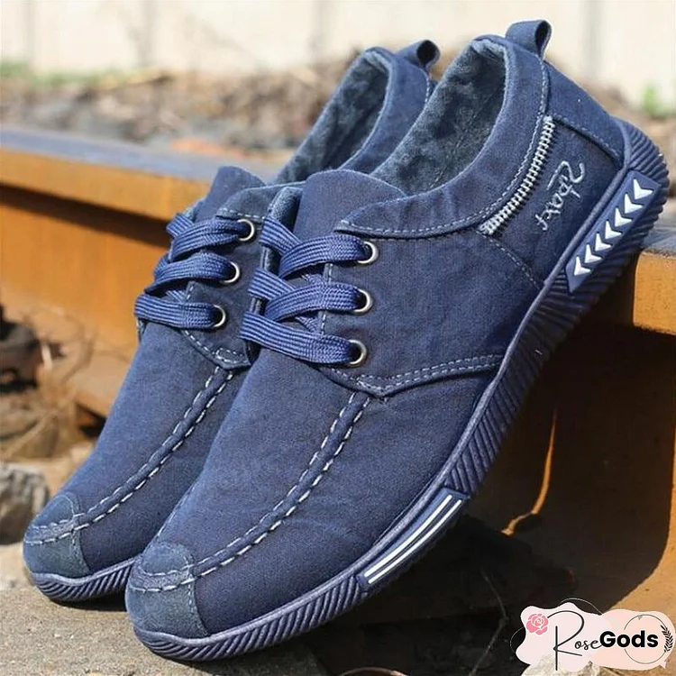 Men Denim Lace-Up Casual Breathable Footwear Sneakers Shoes