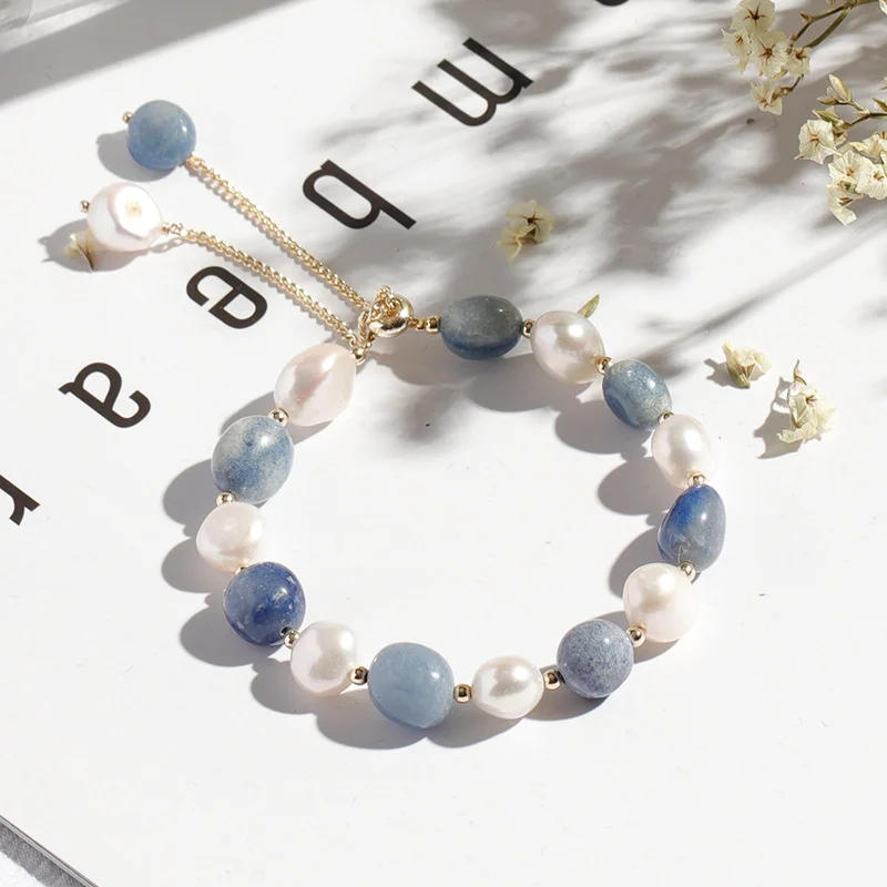 Blue Crystal Bracelet Freshwater Pearl Crystal Bracelet