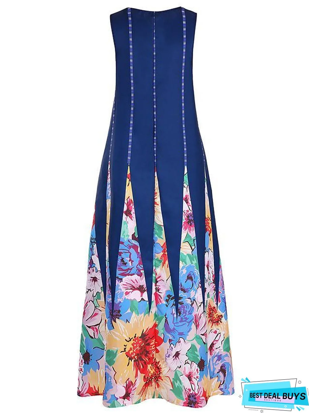 Women's Tunic Maxi Long Dress Sleeveless Tribal Print Summer Plus Size Hot Casual White Black Blue Red Green