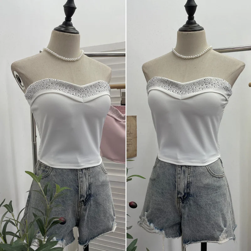 Uveng Design Sense Of Small Heavy Industry Drilled With Chest Pad Inside The Bottom Of The Coat Short Vest Woman 8029