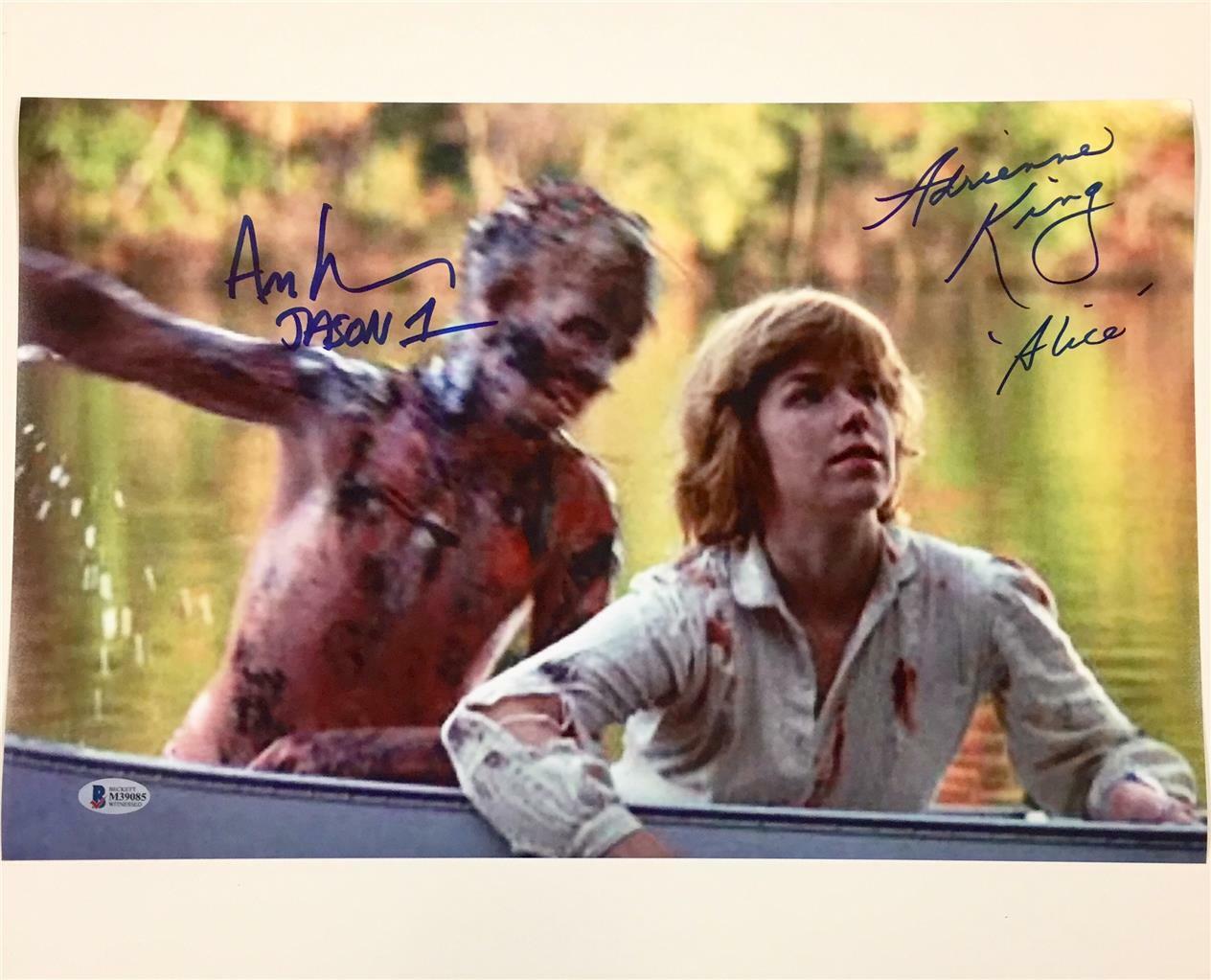 Friday the 13th ADRIENNE KING & ARI LEHMAN signed 11x17 Photo Poster painting ~ Beckett BAS COA