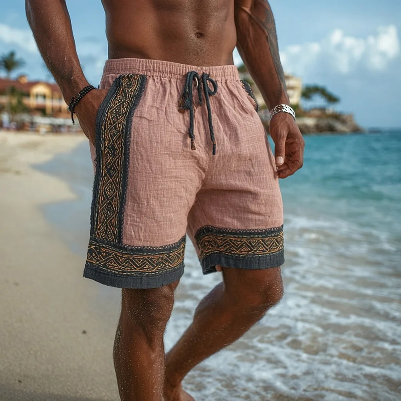 Comstylish Men's Ethnic Beach Vacation Print Shorts