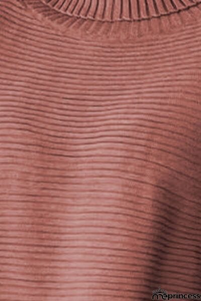 Ribbed Turtleneck Dropped Shoulder Pullover Sweater