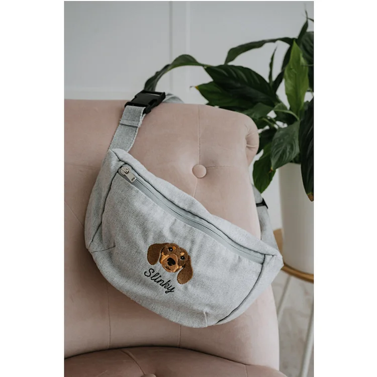 Embroidered Pet Portrait Organic Canvas Bum Bag